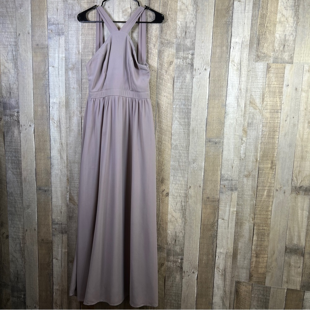 Lulu’s Small Air of Romance Taupe Maxi Flowing Dress